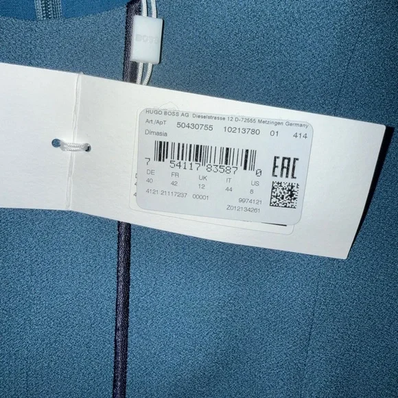 New With Tags Hugo Boss Women's Elegant Dimasia A-line Dress in Blue, Size 8 - Picture 9 of 13